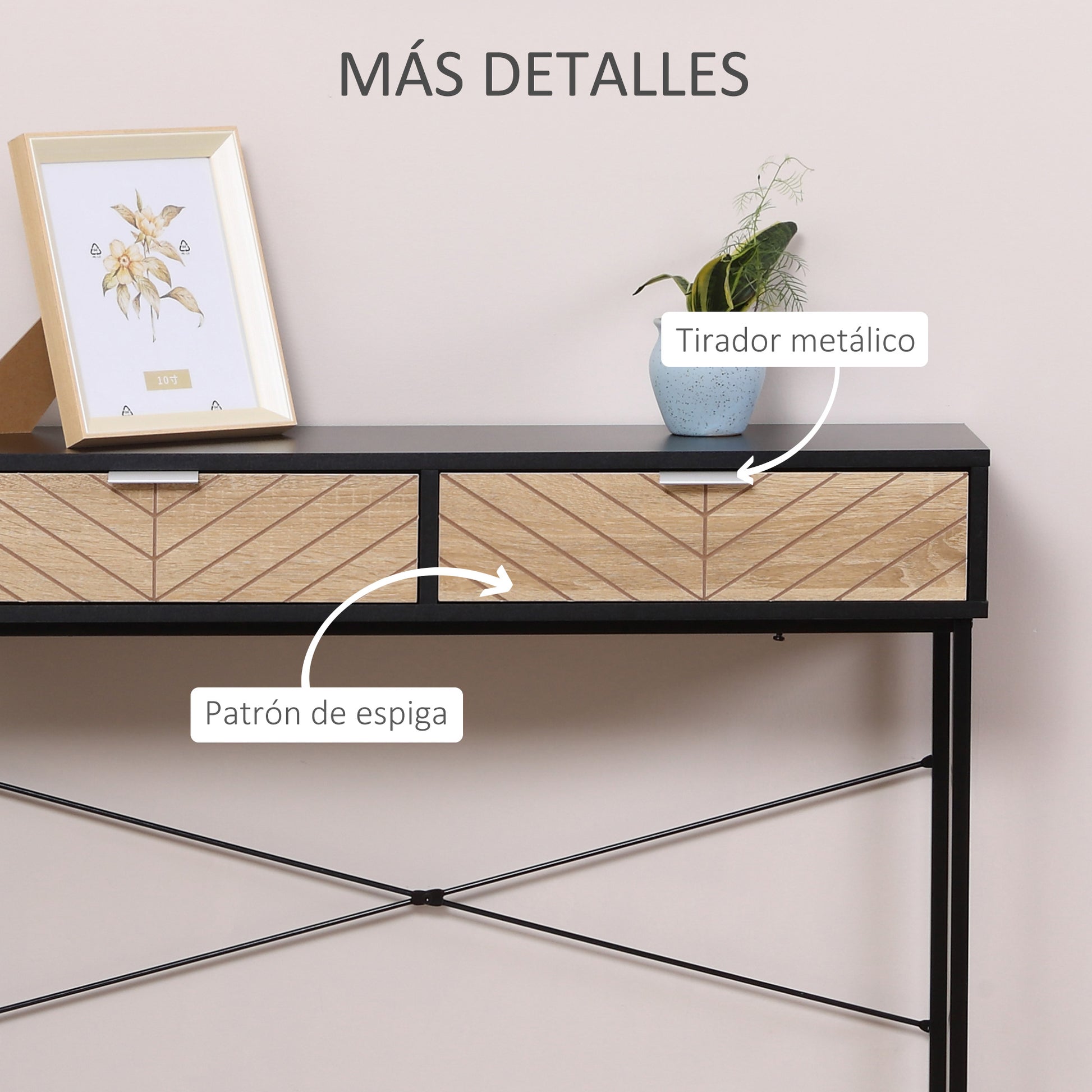 Narrow Console Table Entryway Console Table with 2 Drawers Carved Lines Design Modern Style for Hallway Entryway Living Room Bedroom 100x30x75 cm Black and Oak