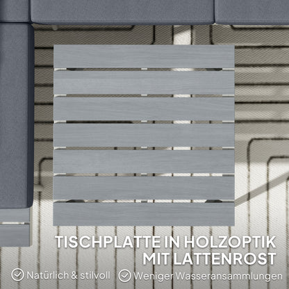 Garden Furniture Set 4 Persons Weatherproof Balcony Furniture Set with 2-Seater Sofa, Cushions Side Table Steel Outdoor Seating Group Patio Furniture Garden Lounge for Garden Terrace Gray