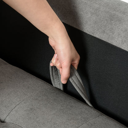 3 Seater Sofa, Couch with Storage Space, Wooden Legs, Padded Sofa with Velvet Look for Living Room, Bedroom, 166.5 x 62 x 82 cm, Gray