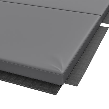 Folding gymnastics mat, thick gymnastics mat, 180 x 80 x 5 cm, with handle, floor mat for yoga, MMA, sports, fitness, pilates, synthetic covering, gray