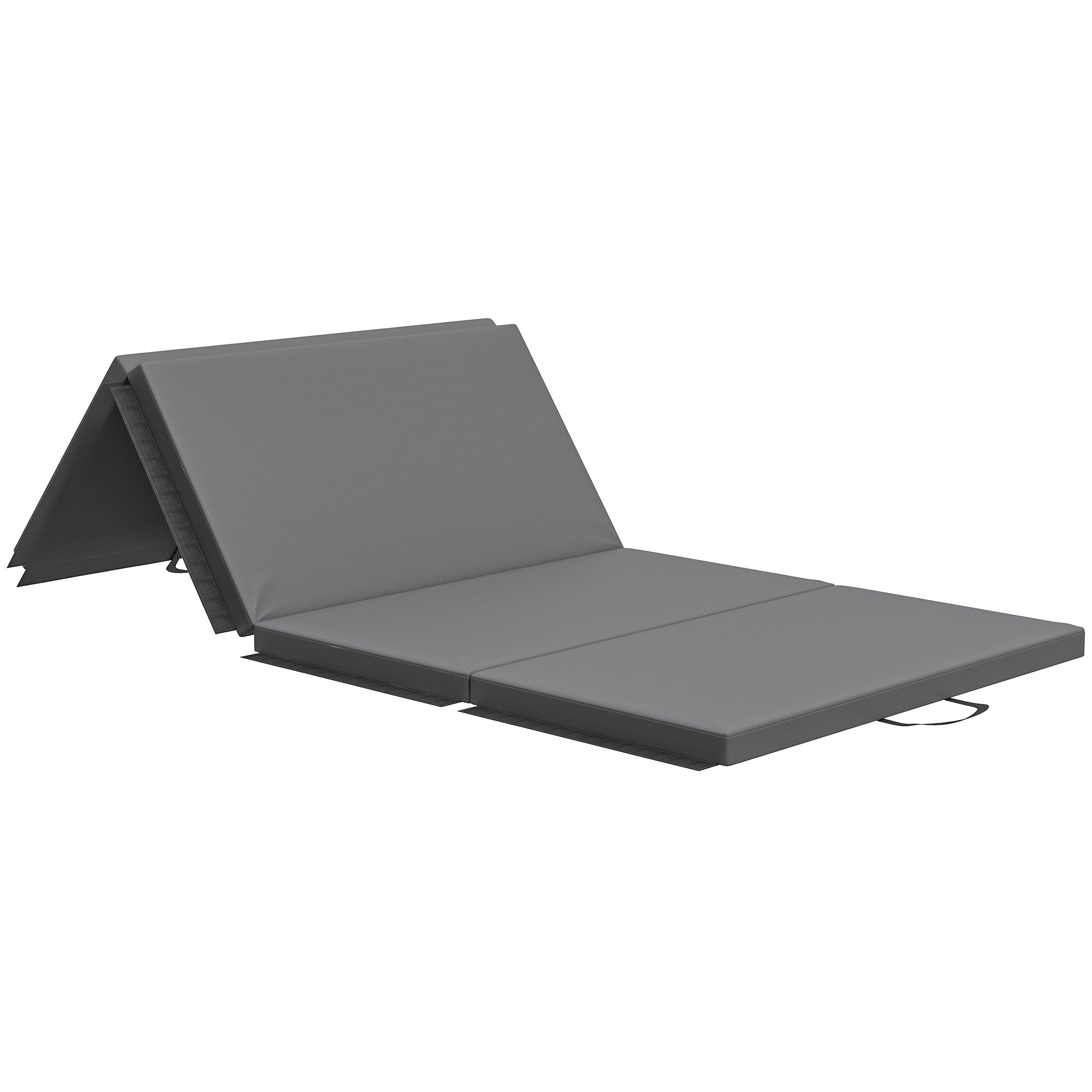Folding gymnastics mat, thick gymnastics mat, 180 x 80 x 5 cm, with handle, floor mat for yoga, MMA, sports, fitness, pilates, synthetic covering, gray