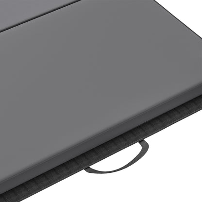 Folding gymnastics mat, thick gymnastics mat, 180 x 80 x 5 cm, with handle, floor mat for yoga, MMA, sports, fitness, pilates, synthetic covering, gray