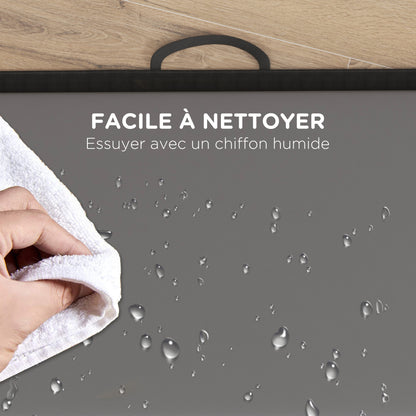 Folding gymnastics mat, thick gymnastics mat, 180 x 80 x 5 cm, with handle, floor mat for yoga, MMA, sports, fitness, pilates, synthetic covering, gray