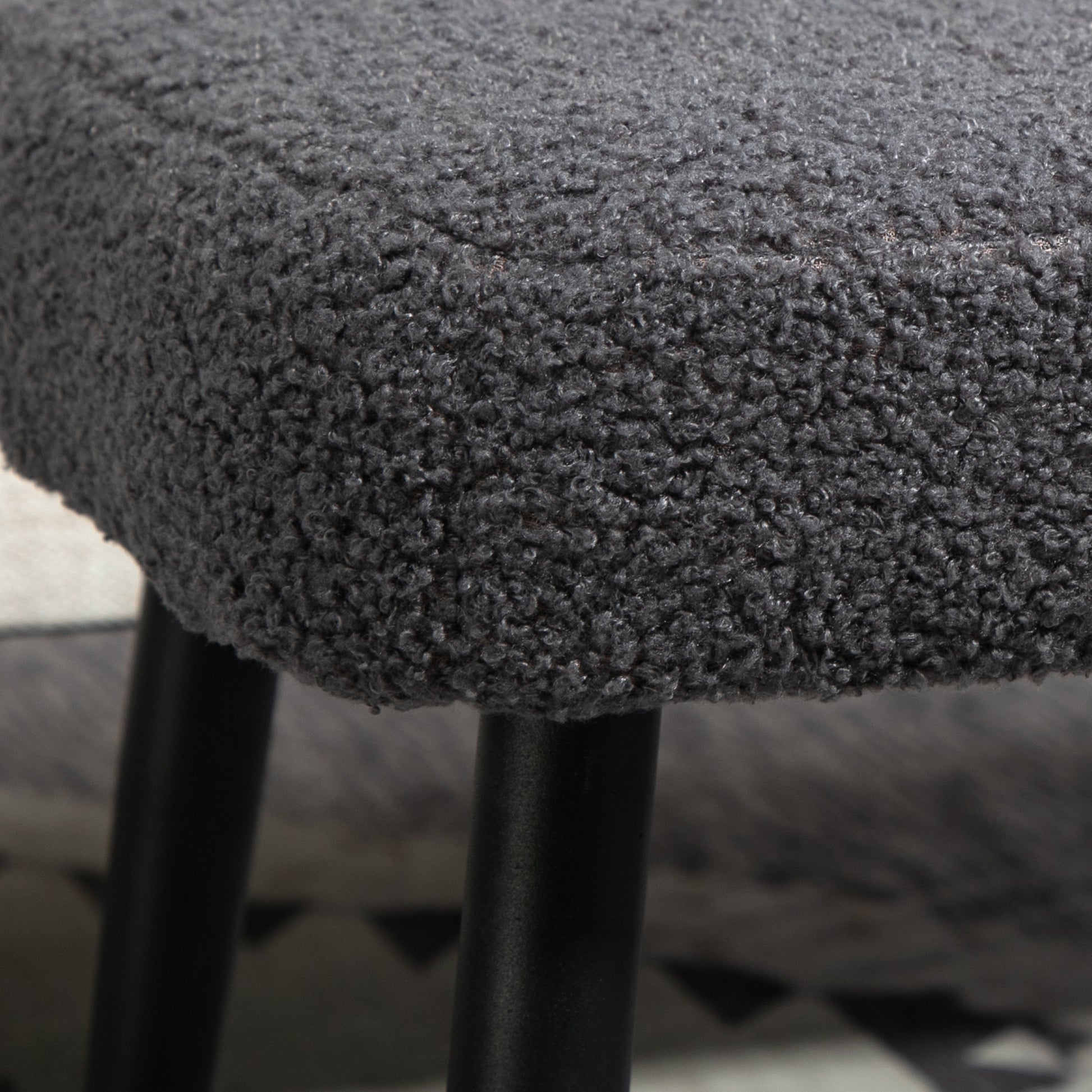 Footstool Seat Stool Square Makeup Stool Footrest with Cashmere Look, Steel Legs, for Living Room, Bedroom, Dark Gray, 42 x 42 x 47 cm