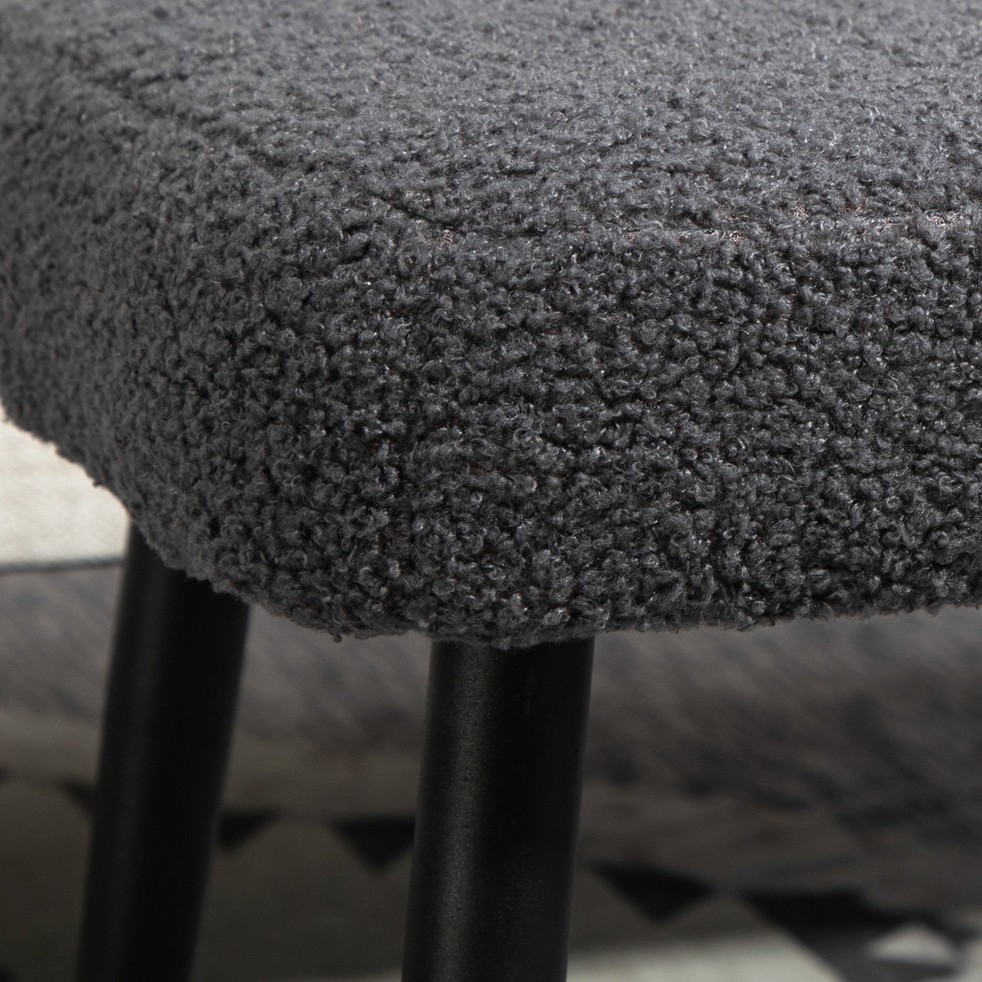 Footstool Seat Stool Square Makeup Stool Footrest with Cashmere Look, Steel Legs, for Living Room, Bedroom, Dark Gray, 42 x 42 x 47 cm