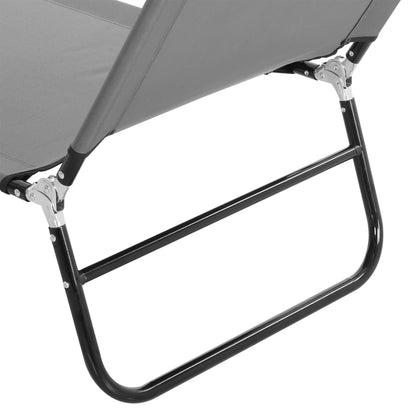 Folding Sun Lounger Portable Sunbed with 5-Position Adjustable Backrest, Weather-Resistant Recliner Chair for Camping Garden Beach Pool, Supports 120 kg, for Outdoor Holidays in Gray