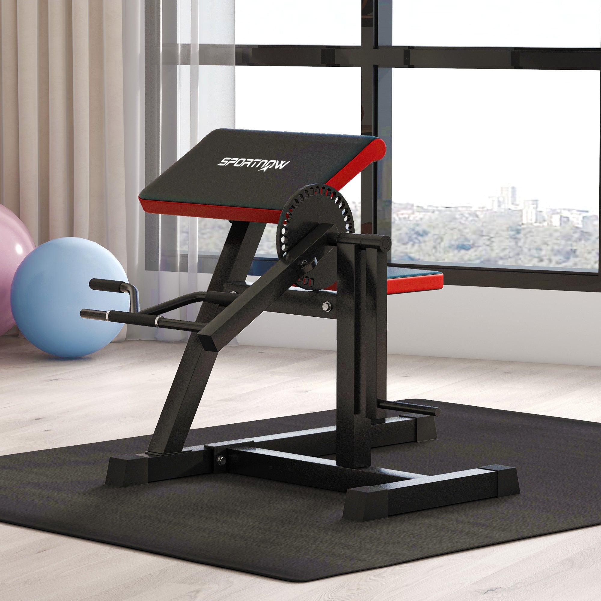 SPORTNOW Biceps / Triceps Curl Machine Curl Bench with 5-Position Adjustable Seat Exercise Equipment Fitness Machine Scott Bench Arm Trainer for Home, Black