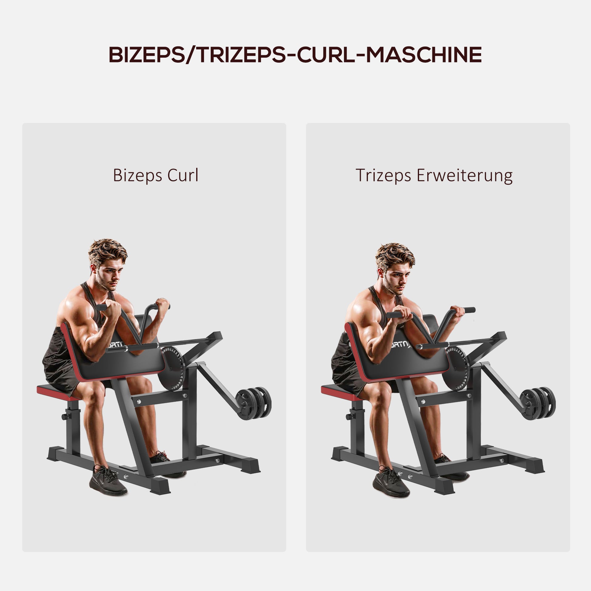 SPORTNOW Biceps / Triceps Curl Machine Curl Bench with 5-Position Adjustable Seat Exercise Equipment Fitness Machine Scott Bench Arm Trainer for Home, Black