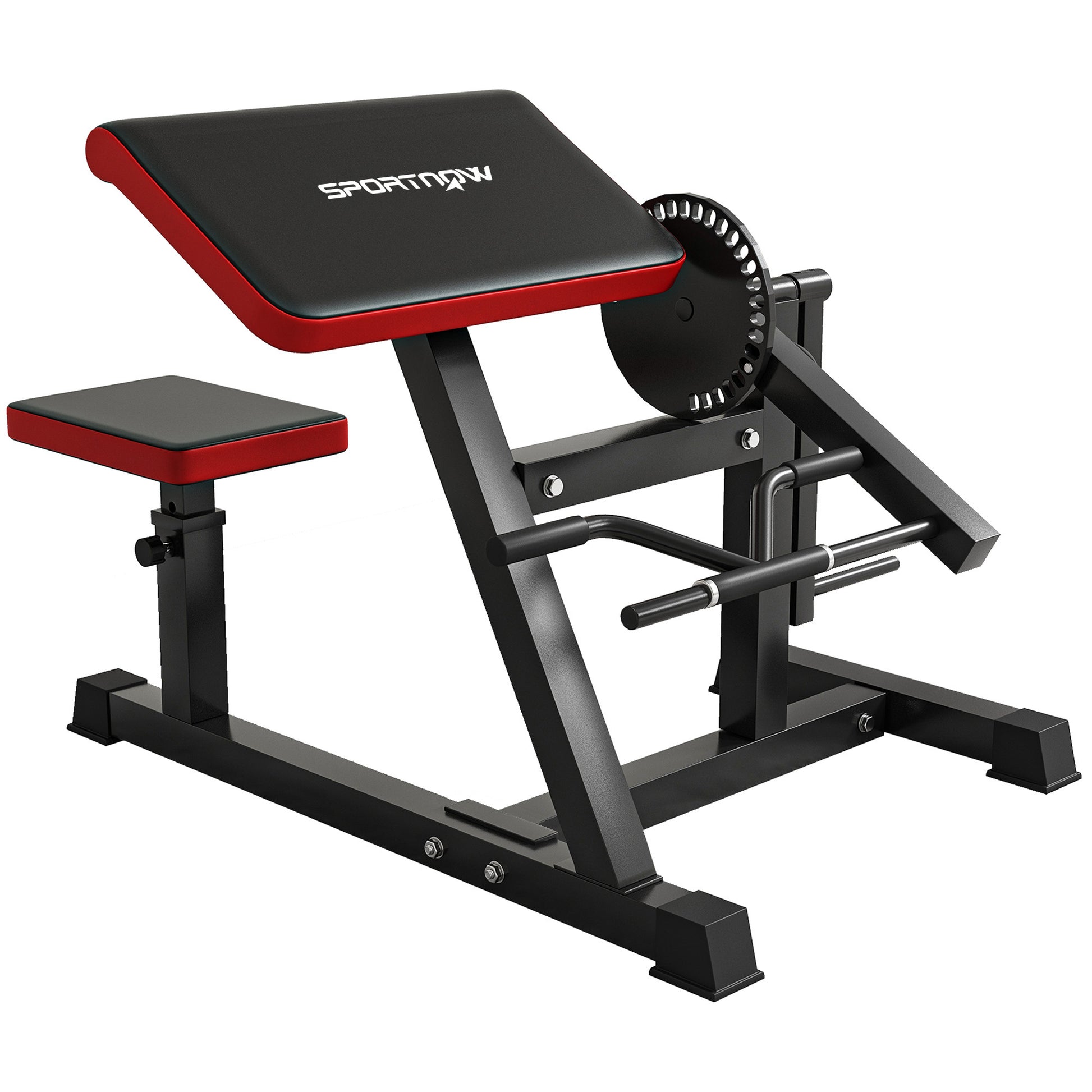 SPORTNOW Biceps / Triceps Curl Machine Curl Bench with 5-Position Adjustable Seat Exercise Equipment Fitness Machine Scott Bench Arm Trainer for Home, Black
