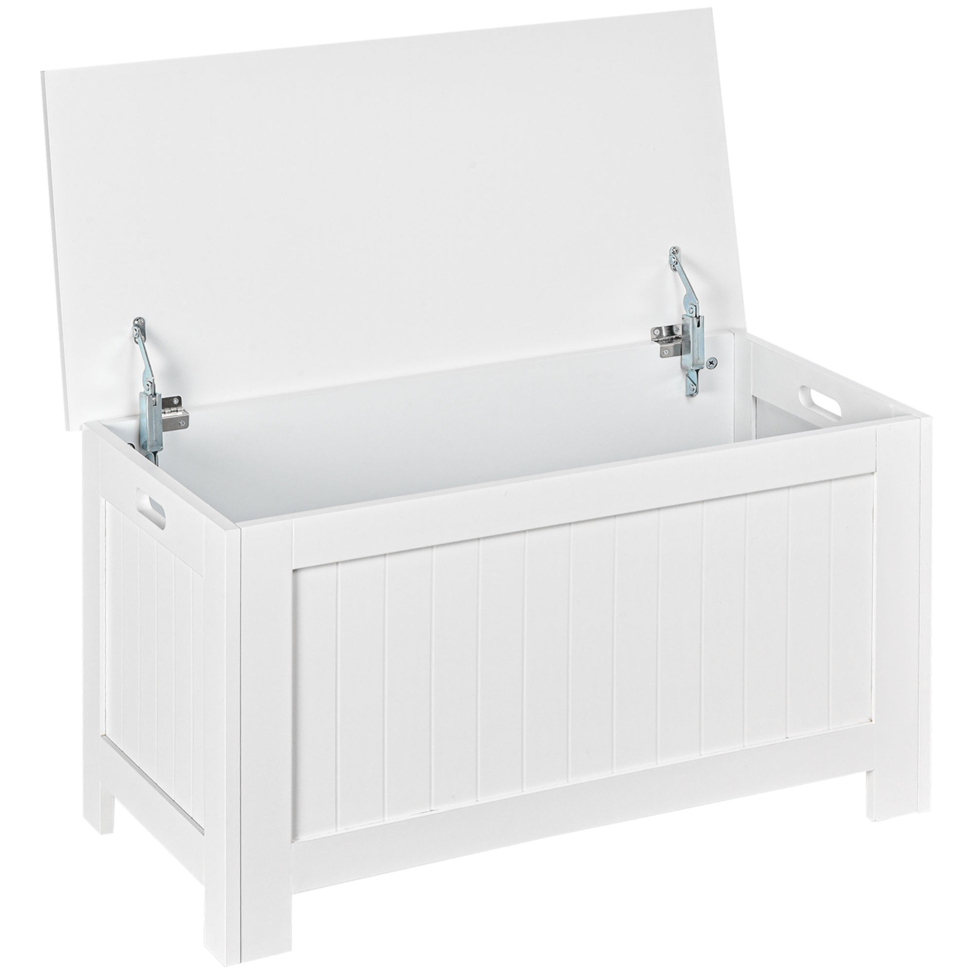 Bedroom Storage Trunk Storage Bench with Lid Versatile Storage Trunk with Safety Hinge for Hallway Living Room 81x40x46 cm White