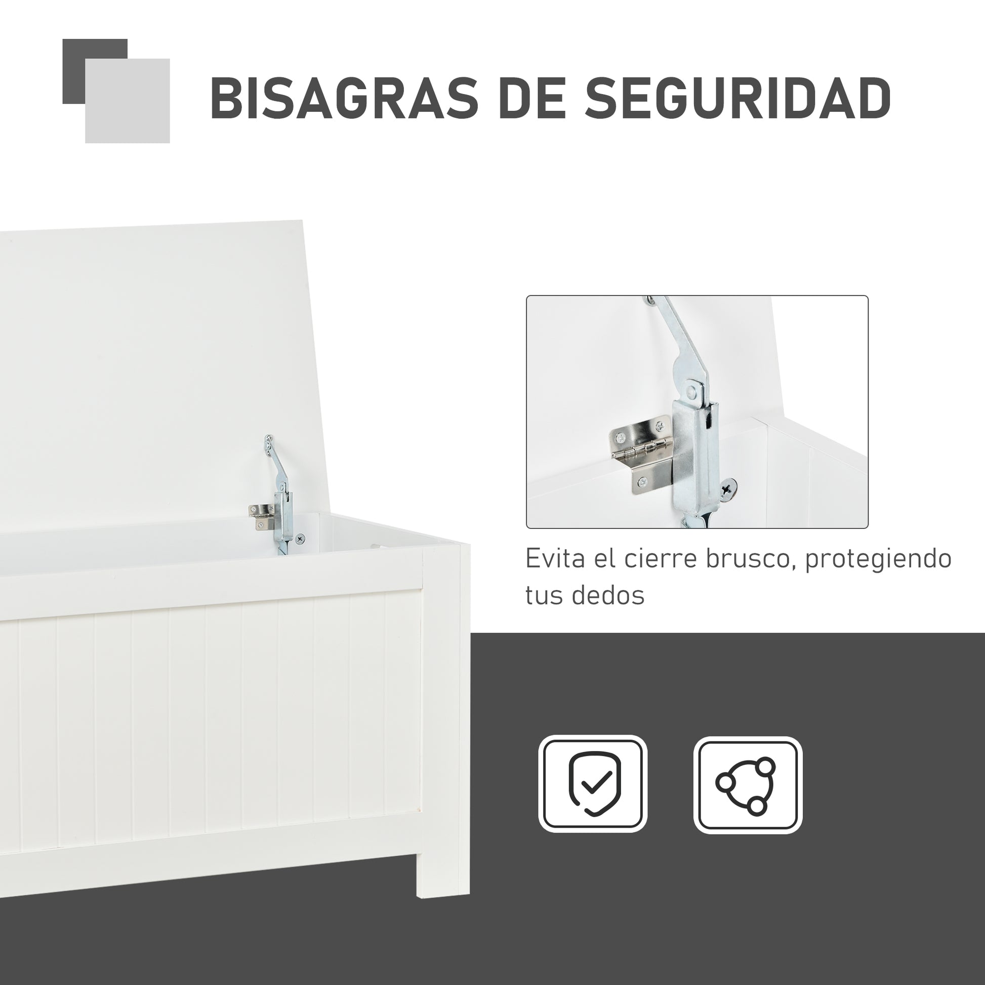 Bedroom Storage Trunk Storage Bench with Lid Versatile Storage Trunk with Safety Hinge for Hallway Living Room 81x40x46 cm White