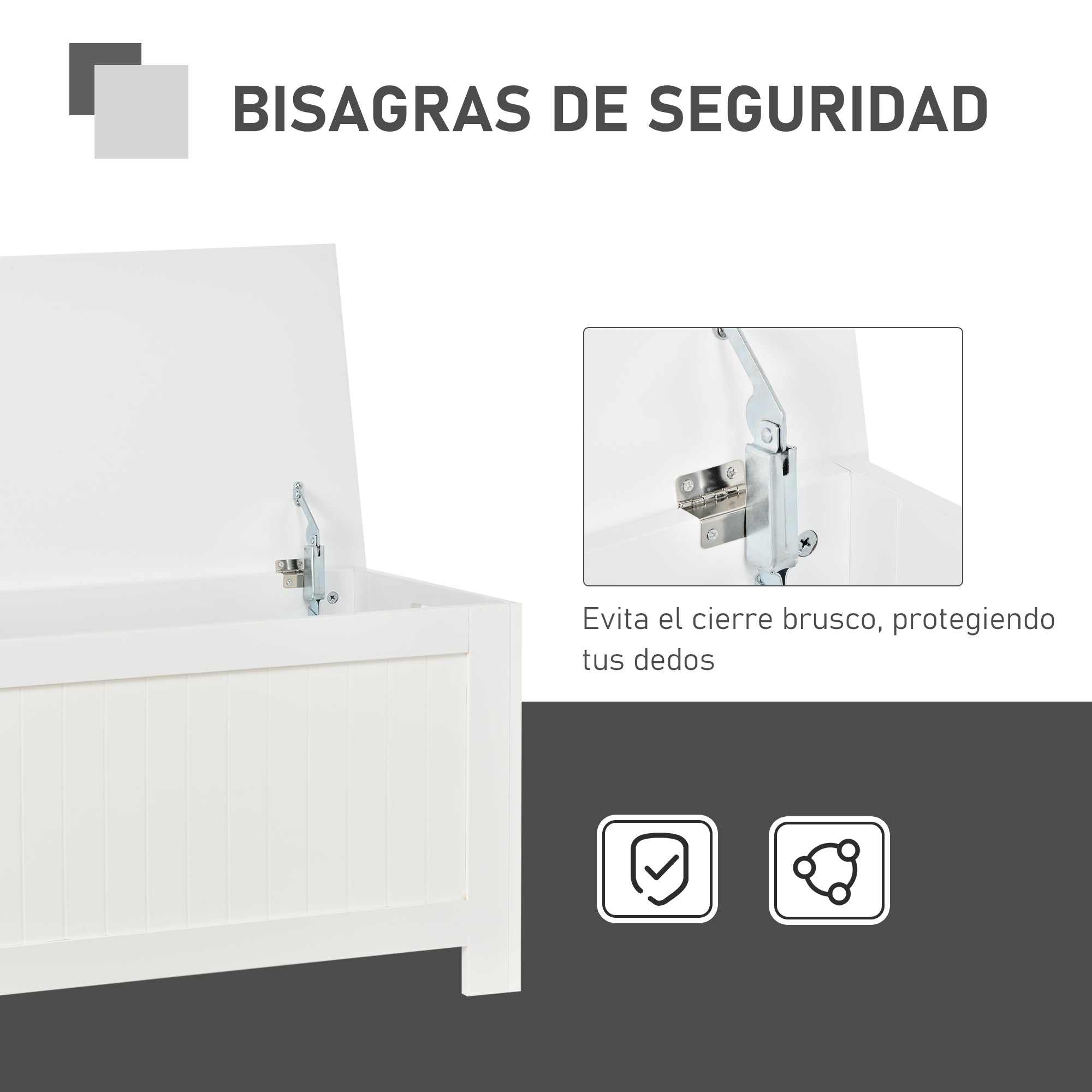 Bedroom Storage Trunk Storage Bench with Lid Versatile Storage Trunk with Safety Hinge for Hallway Living Room 81x40x46 cm White