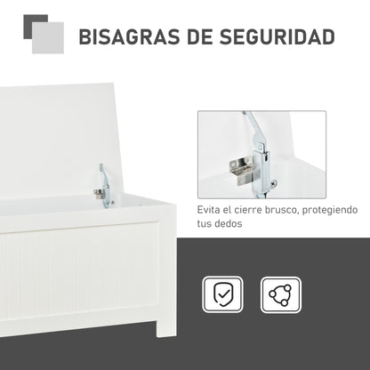 Bedroom Storage Trunk Storage Bench with Lid Versatile Storage Trunk with Safety Hinge for Hallway Living Room 81x40x46 cm White