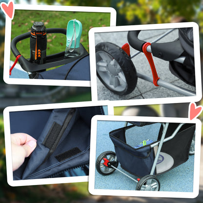 Folding Dog Stroller Pet Stroller with Storage Basket Mesh Windows and 2 Universal Wheels Load 15 kg 75x45x97 cm Navy Blue