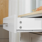 Kitchen Trolley on Wheels Serving Trolley Kitchen Island with Drawer Cupboard and Towel Holder - 83L x 45W x 91.5H cm White