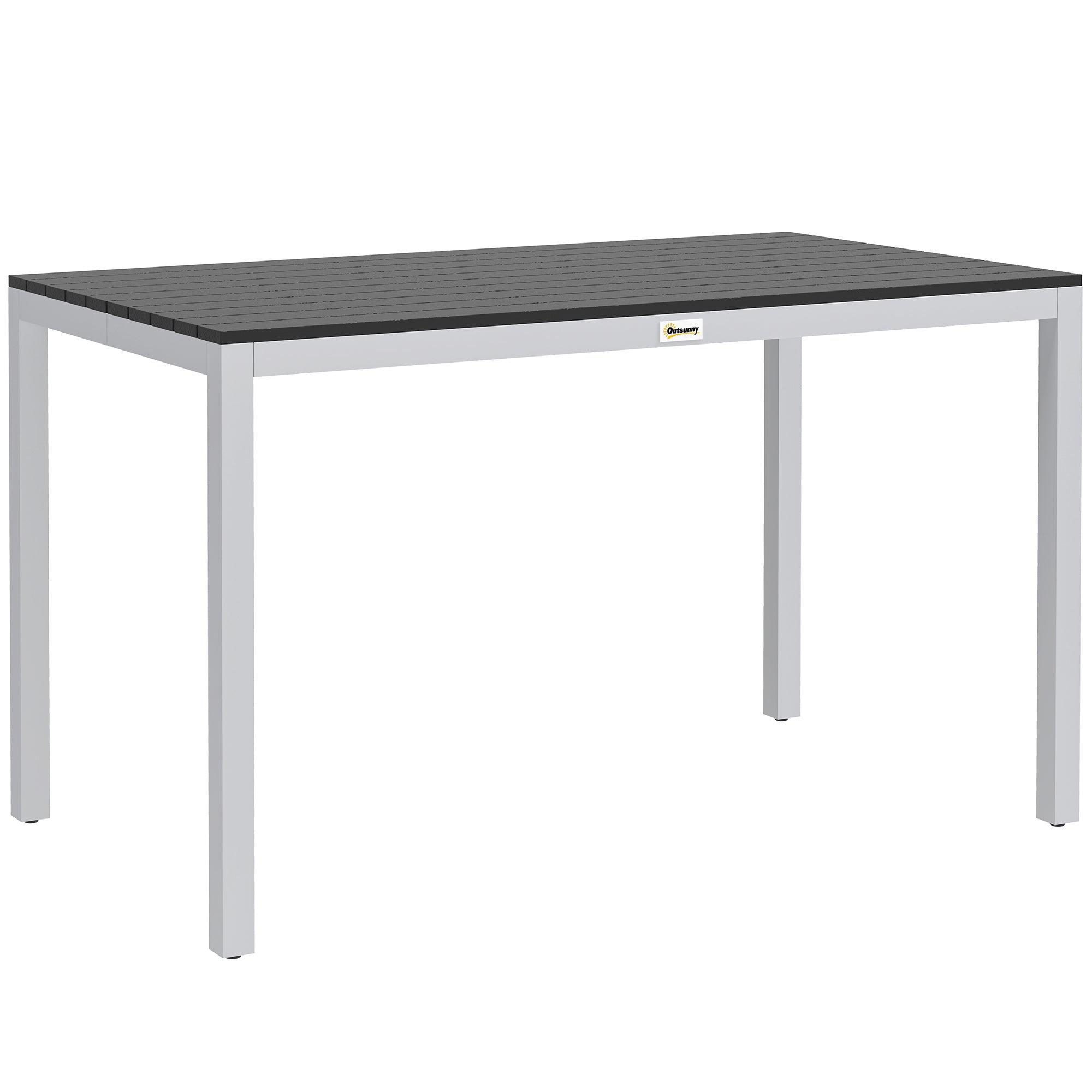 Aluminum Garden Table 120x70 cm Weatherproof Patio Table with Wood Look, Non-Slip Buffet Table Camping Table for 4-6 People Terrace Table Outdoor Dining Table for Garden, Balcony Black