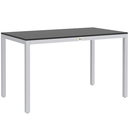 Aluminum Garden Table 120x70 cm Weatherproof Patio Table with Wood Look, Non-Slip Buffet Table Camping Table for 4-6 People Terrace Table Outdoor Dining Table for Garden, Balcony Black