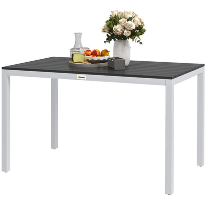 Aluminum Garden Table 120x70 cm Weatherproof Patio Table with Wood Look, Non-Slip Buffet Table Camping Table for 4-6 People Terrace Table Outdoor Dining Table for Garden, Balcony Black