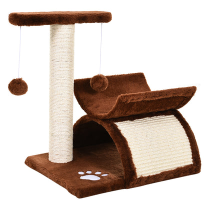 Small Cat Scratching Tree Cat Play Tree Scratching Post for Cats with Toy Ball Brown L40 x W30 x H43 cm