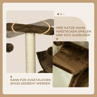 Small Cat Scratching Tree Cat Play Tree Scratching Post for Cats with Toy Ball Brown L40 x W30 x H43 cm