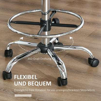 Bar Stool Swivel Chair Height Adjustable Bar Chair with Casters made of Faux Leather Office Stool 360° Swivel with Backrest Upholstered Beige 56 x 57 x 104-127 cm