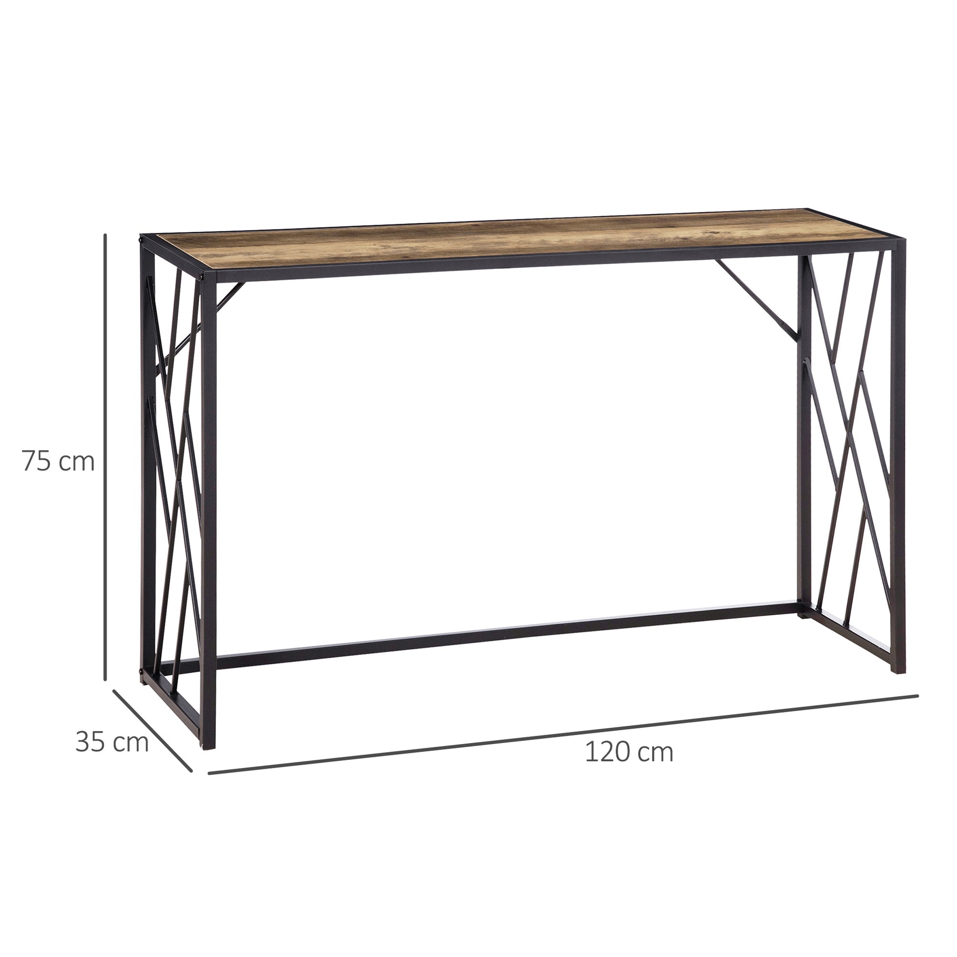 Console Table, Side Table with Steel Legs, 120 x 35 x 75 cm, Industrial Hallway Table, End Table, for Small Space, Entryway, Hallway, Living Room, Bedroom, Brown