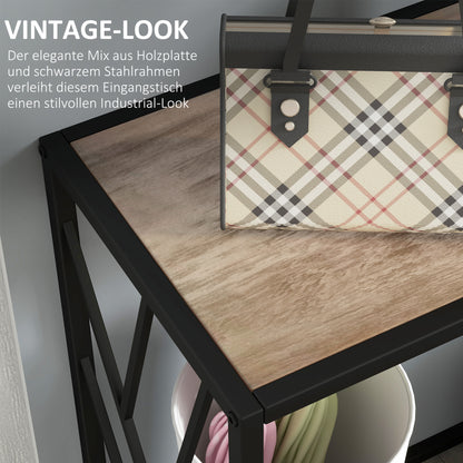 Console Table, Side Table with Steel Legs, 120 x 35 x 75 cm, Industrial Hallway Table, End Table, for Small Space, Entryway, Hallway, Living Room, Bedroom, Brown