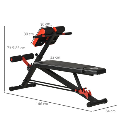 Dumbbell Bench Fitness Bench Incline Bench Multi-function Ab Trainer Adjustable Steel Black 64 x 146 x 73.5-85 cm