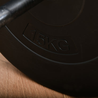 Curved 70 kg Weight Bar Curling Bar Set with 8 Interchangeable Weight Discs 2.5kg-15kg for Bodybuilding Training at Home Gym 140x38.5x38.5 cm Black