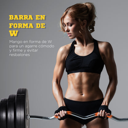 Curved 70 kg Weight Bar Curling Bar Set with 8 Interchangeable Weight Discs 2.5kg-15kg for Bodybuilding Training at Home Gym 140x38.5x38.5 cm Black