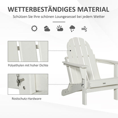 Adirondack Folding Garden Chair Patio Furniture Balcony Chair White 75 x 87 x 93 cm