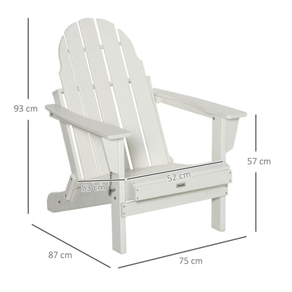 Adirondack Folding Garden Chair Patio Furniture Balcony Chair White 75 x 87 x 93 cm