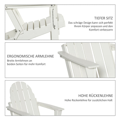 Adirondack Folding Garden Chair Patio Furniture Balcony Chair White 75 x 87 x 93 cm