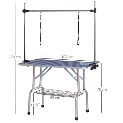 Dog Grooming Table Grooming Table with Lower Shelf Pet Grooming Table Dog Grooming Table Dog Grooming Table Grooming Table for Dogs Cats up to 100kg Blue