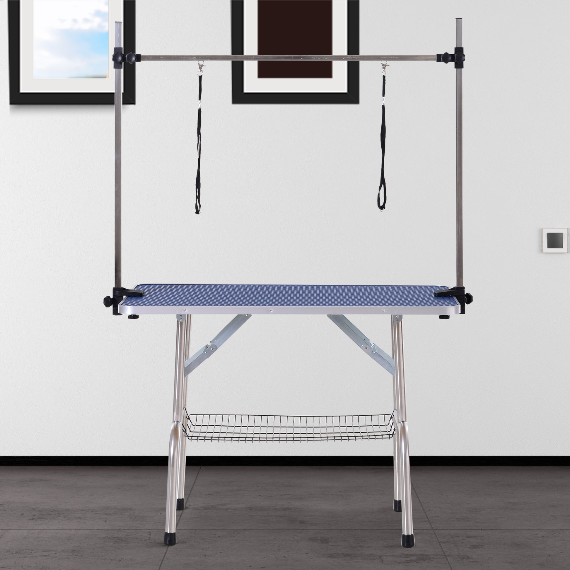 Dog Grooming Table Grooming Table with Lower Shelf Pet Grooming Table Dog Grooming Table Dog Grooming Table Grooming Table for Dogs Cats up to 100kg Blue