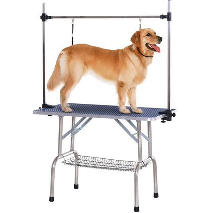 Dog Grooming Table Grooming Table with Lower Shelf Pet Grooming Table Dog Grooming Table Dog Grooming Table Grooming Table for Dogs Cats up to 100kg Blue