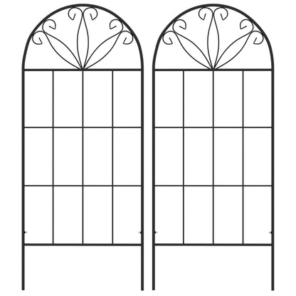 Set of 2 Garden Trellises for Climbing Plants - Metal, 51 x 120 cm, Black