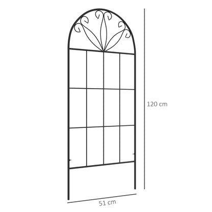 Set of 2 Garden Trellises for Climbing Plants - Metal, 51 x 120 cm, Black