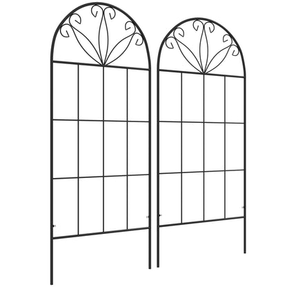 Set of 2 Garden Trellises for Climbing Plants - Metal, 51 x 120 cm, Black