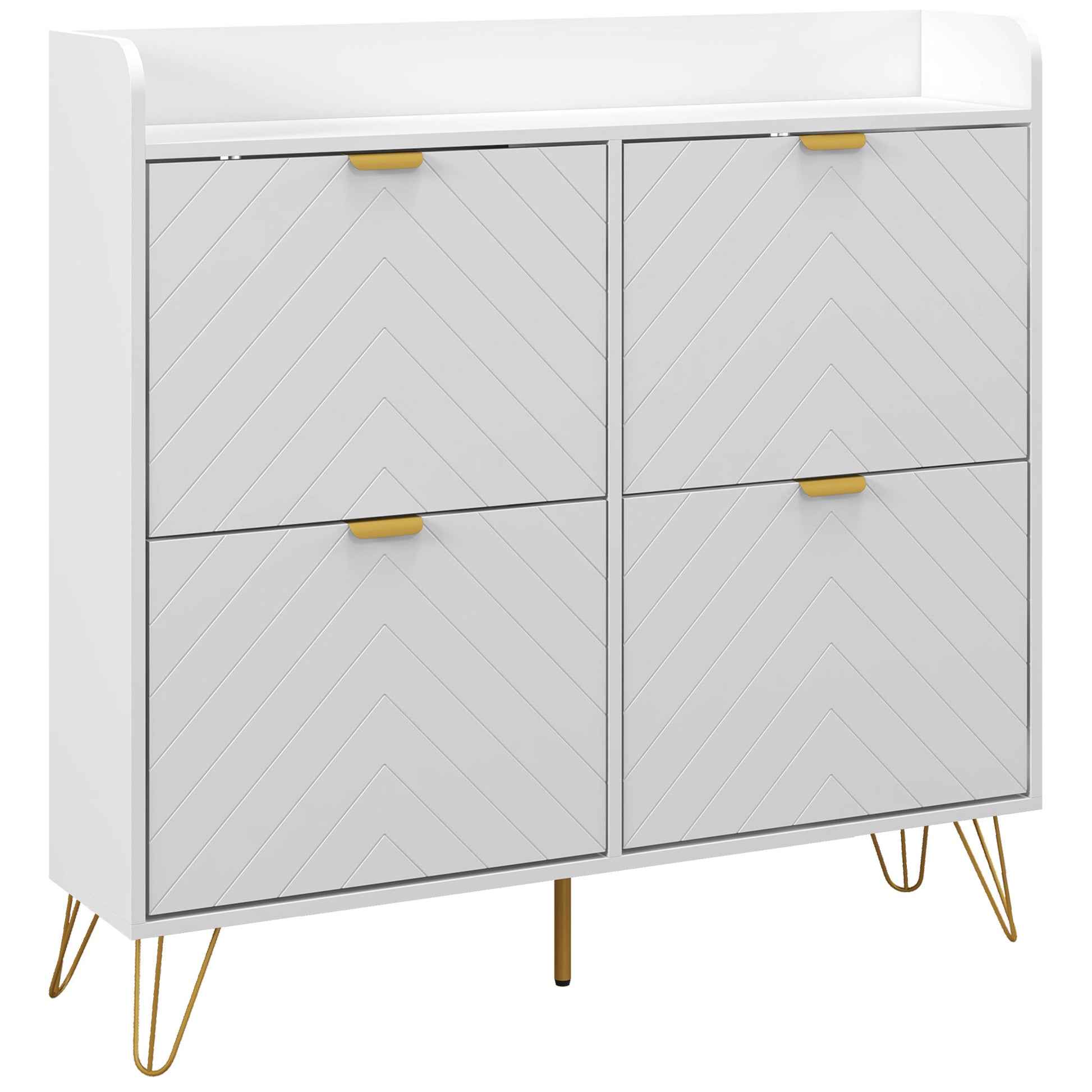 4-Drawer Shoe Cabinet, Shoe Storage Cabinet with Adjustable Shelf, High Capacity for Hallway, Entryway, 106 x 24 x 102 cm, White