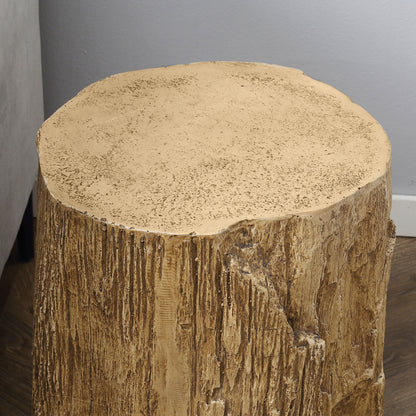 Side Table Tree Stump Style Nightstand Waterproof, Coffee Table made of Inorganic Ore Powder, Living Room Table Side Table for Living Room Bedroom 37 x 37 x 43 cm Natural