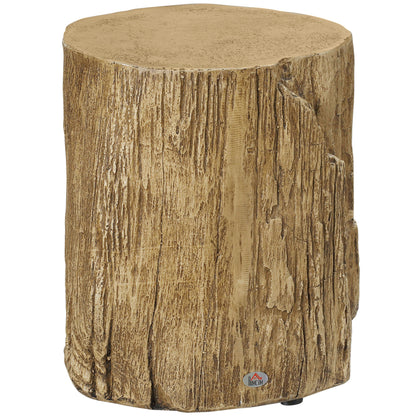 Side Table Tree Stump Style Nightstand Waterproof, Coffee Table made of Inorganic Ore Powder, Living Room Table Side Table for Living Room Bedroom 37 x 37 x 43 cm Natural