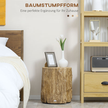 Side Table Tree Stump Style Nightstand Waterproof, Coffee Table made of Inorganic Ore Powder, Living Room Table Side Table for Living Room Bedroom 37 x 37 x 43 cm Natural