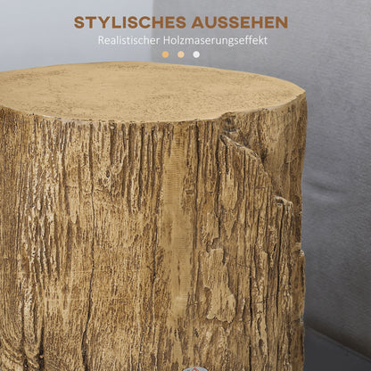 Side Table Tree Stump Style Nightstand Waterproof, Coffee Table made of Inorganic Ore Powder, Living Room Table Side Table for Living Room Bedroom 37 x 37 x 43 cm Natural
