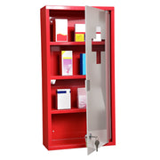 Medicine Cabinet Medical Cabinet Medication Cabinet with 3 Levels First Aid Cabinet with Lock Apothecary Cabinet with Frosted Glass Door Steel Red 27cm x 57cm x 12cm
