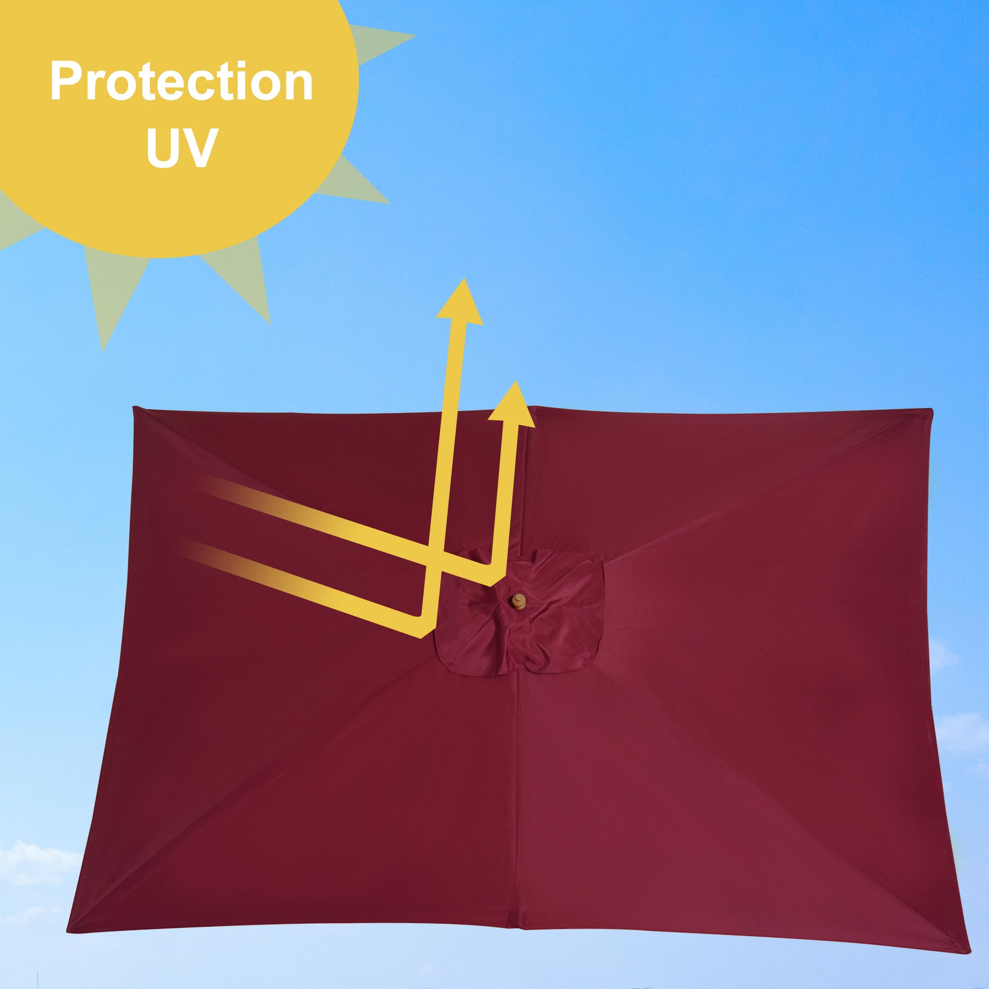 Rectangular Garden Parasol Double Top Wood High Density Polyester 3 x 2 m Bordeaux Red