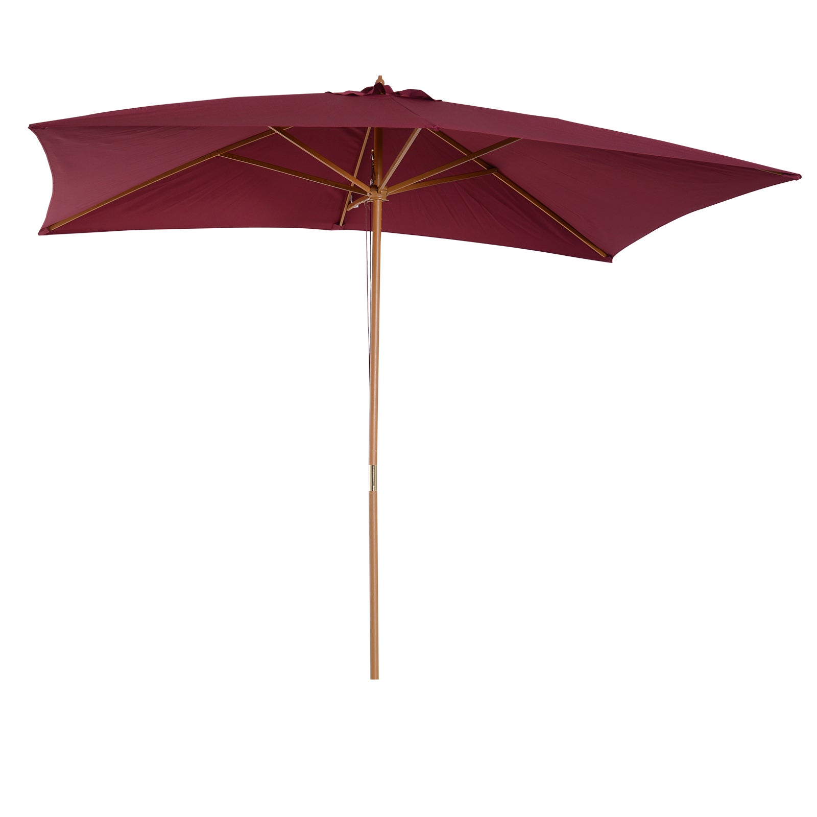 Rectangular Garden Parasol Double Top Wood High Density Polyester 3 x 2 m Bordeaux Red