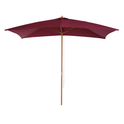Rectangular Garden Parasol Double Top Wood High Density Polyester 3 x 2 m Bordeaux Red
