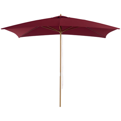 Rectangular Garden Parasol Double Top Wood High Density Polyester 3 x 2 m Bordeaux Red