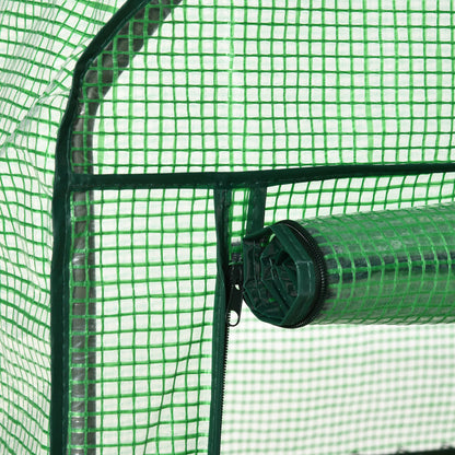 Mini Garden Greenhouse with 2 Metal Shelves and PE Cover, Compact Balcony and Terrace Greenhouse 69x49x91cm, Green
